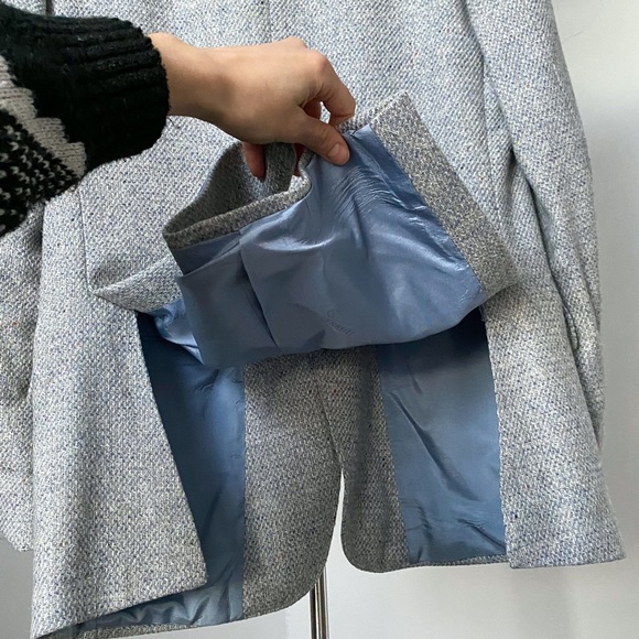 Vintage blue gray & white structured double vent Nino Cerruti wool tweed blazer - Picture 6 of 8